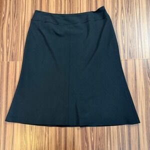 Ann Taylor Black Wool Blend A-Line Midi Skirt Size 12 Office Siren Dark Academia